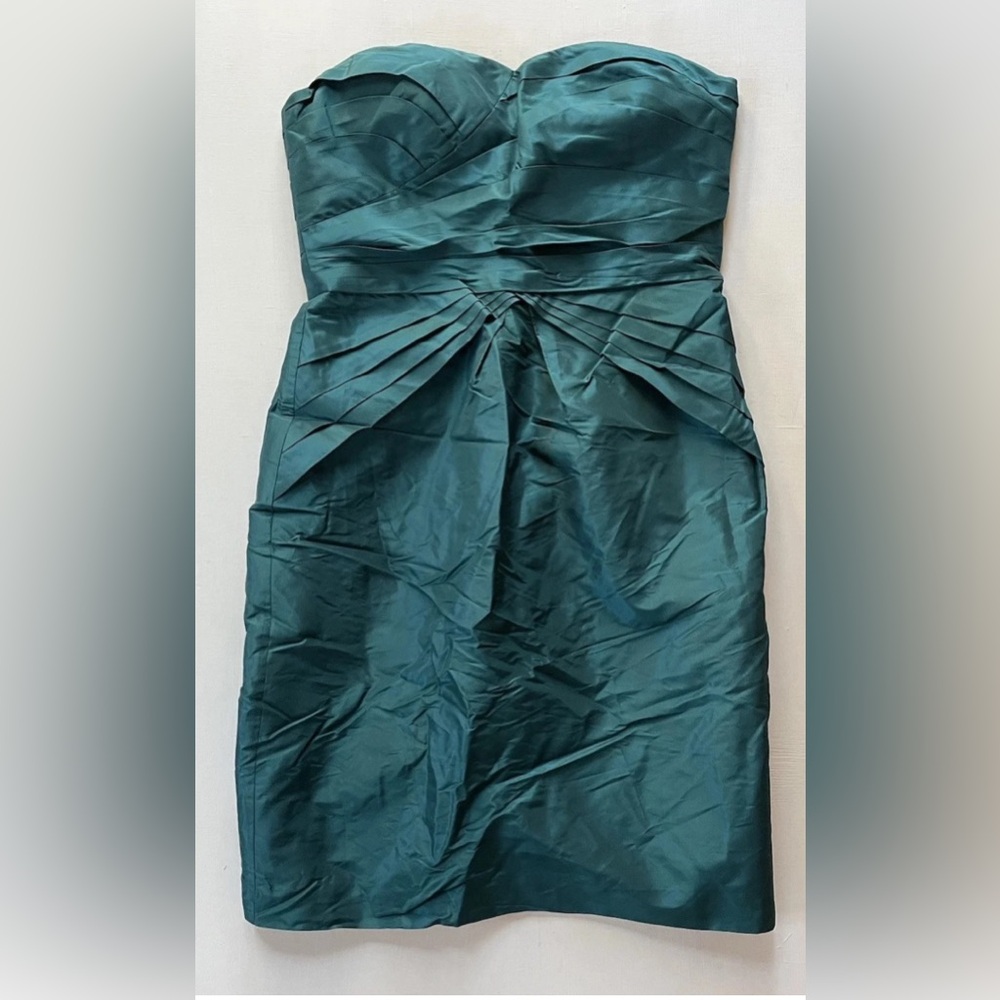 NWT BR Monogram Banana Republic Green Strapless Silk Cocktail Dress Sz 4 $175